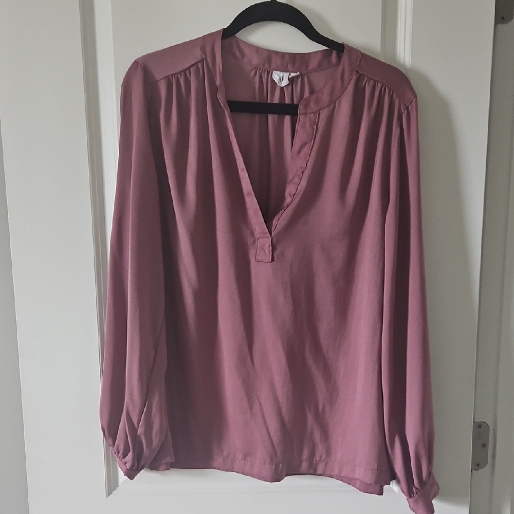 GAP Pink Relaxed Buttoned Blouse with Mandarin Collar